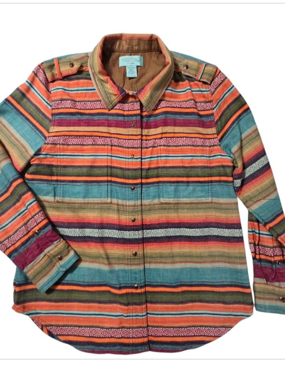 Tasha Polizzi Saddle Blanket Shirt Women L  Snap Rodeo Western Cowgirl